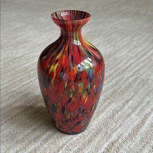 Czech Bohemian End of Day Glass Vase Multicoloured Splatter Glass Art Deco